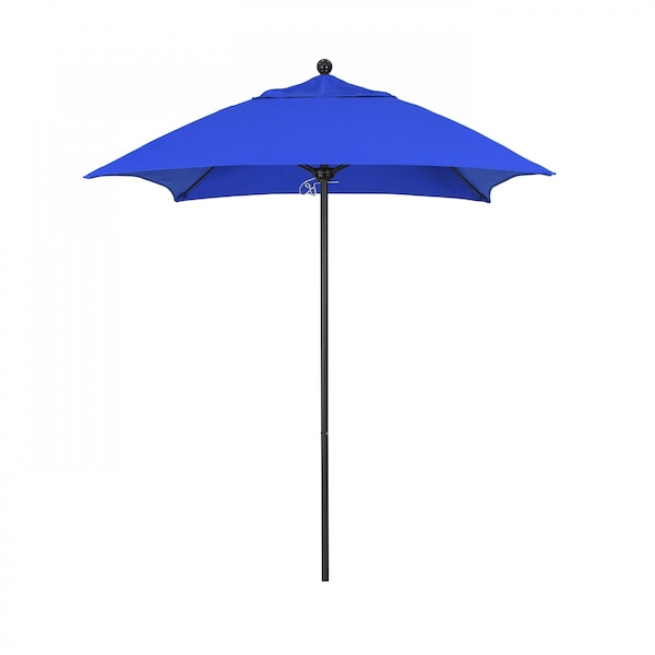 California Umbrella 6' Black Aluminum Market Patio Umbrella, Sunbrella Pacific Blue 194061334034 - main